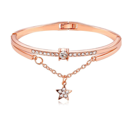 Star Drop With Luxe Crystals Rosegoldtone Bracelet ITALY Design