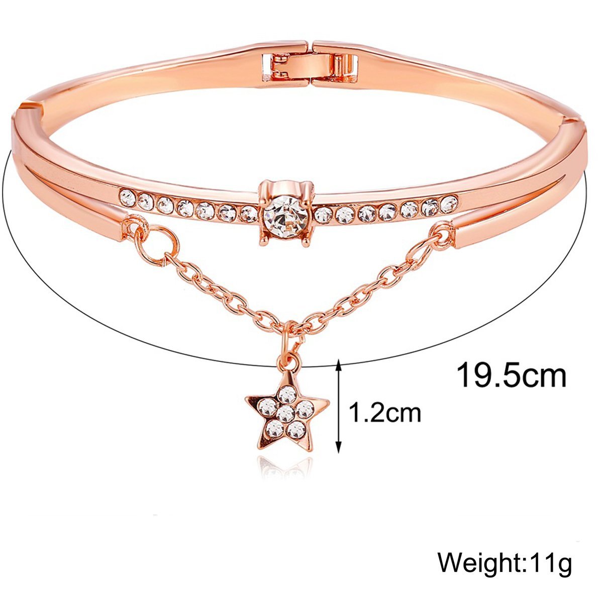 Star Drop With Luxe Crystals Rosegoldtone Bracelet ITALY Design