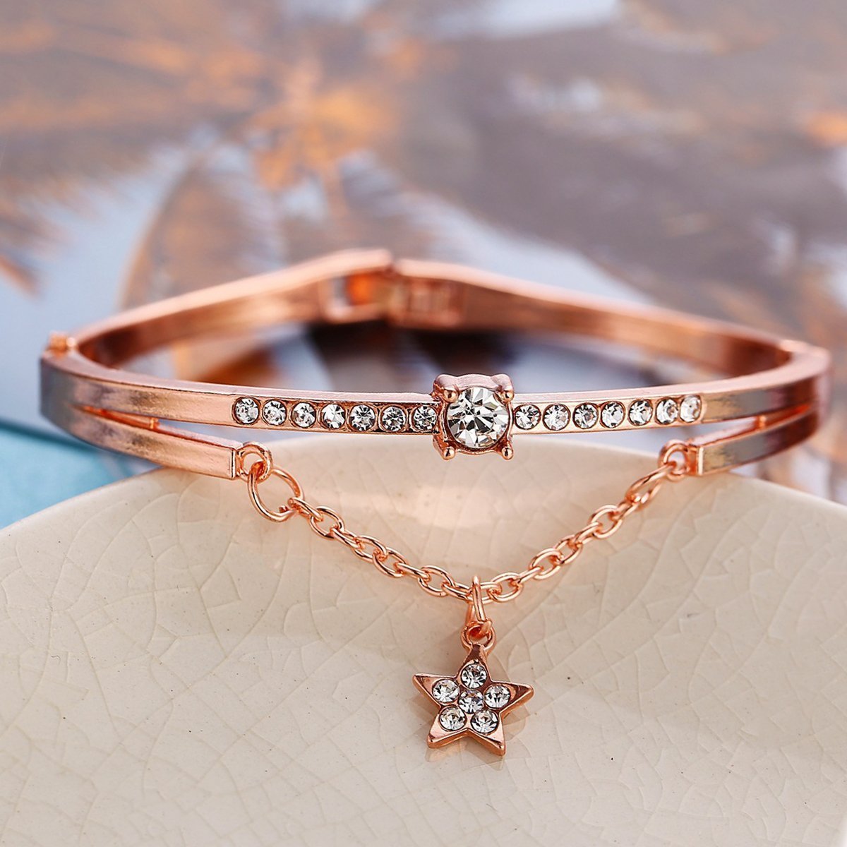 Star Drop With Luxe Crystals Rosegoldtone Bracelet in Rosegoldtone ITALY Design