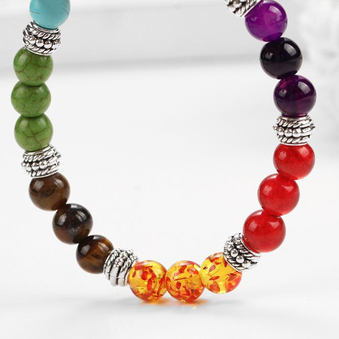 7 Натуральный камень Stretch Silvertone Браслет ИТАЛИЯ Дизайн