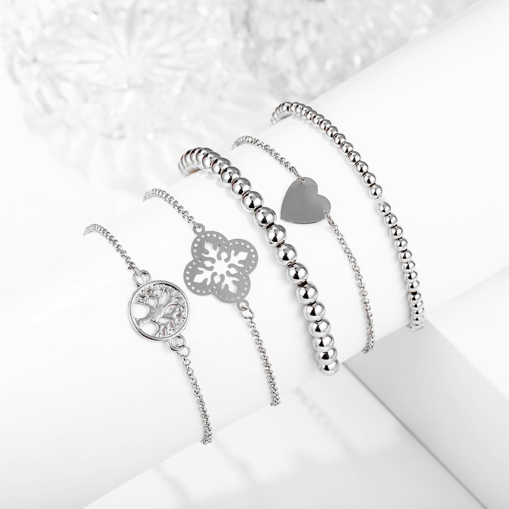 5 Piece Blue Bohemian Tree of Life Bracelet Set  Silvertone Bracelet ITALY Design