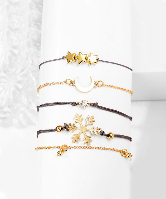 5 Piece Blue Winter Bracelet Set With  Crystals  Silvertone Bracelet ITALY Design
