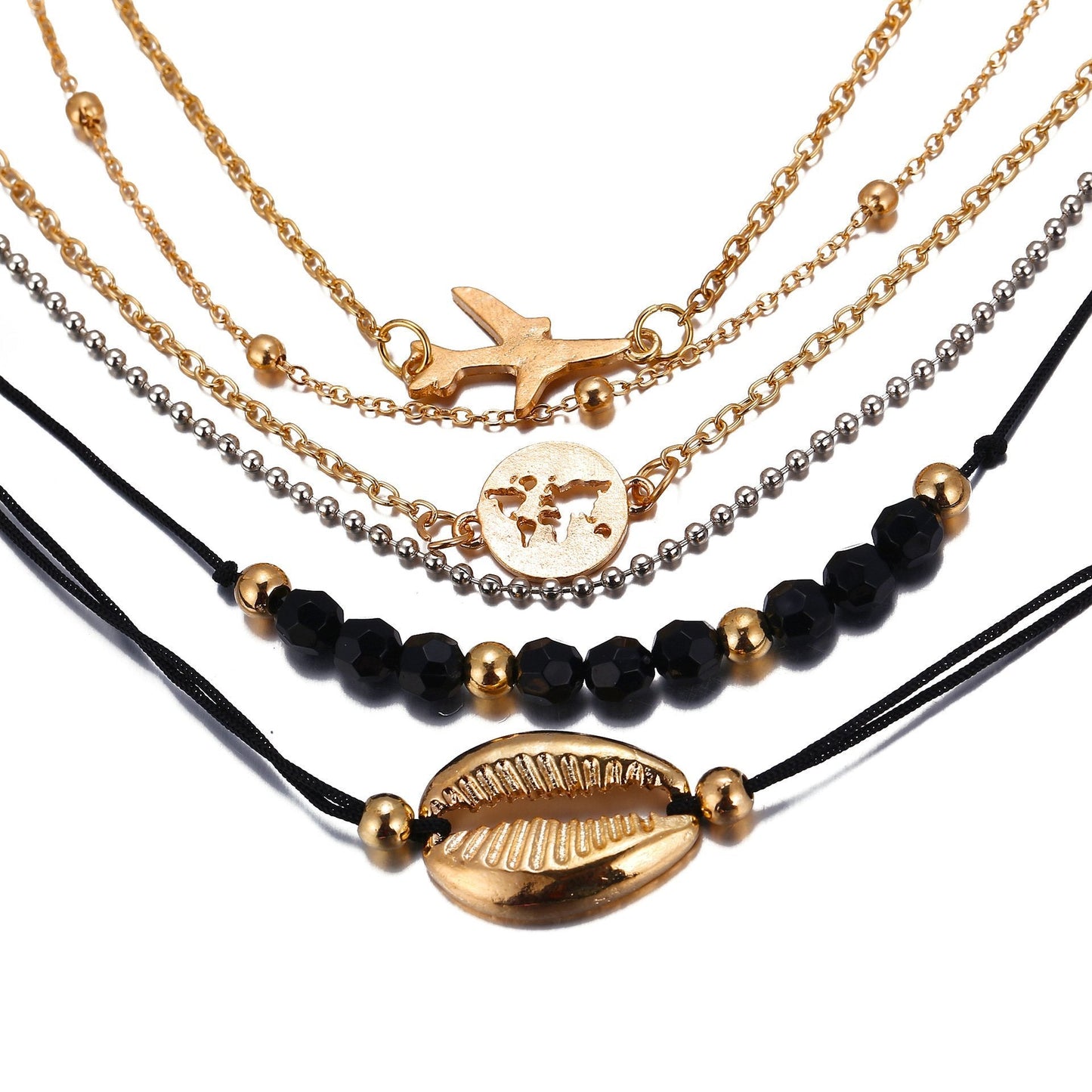 6 Piece Around the World Bracelet Set Goldtone Bracelet ITALY Design