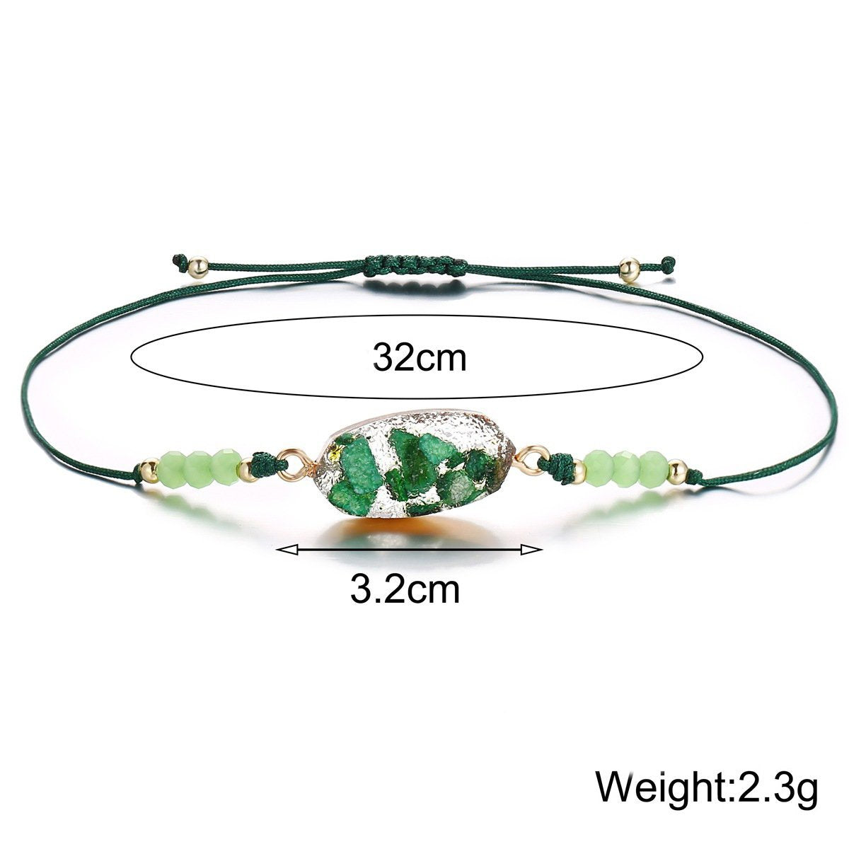 Natural Stone Green Goldtone Bracelet ITALY Design