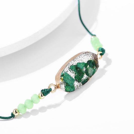 Natural Stone Green Goldtone Bracelet ITALY Design