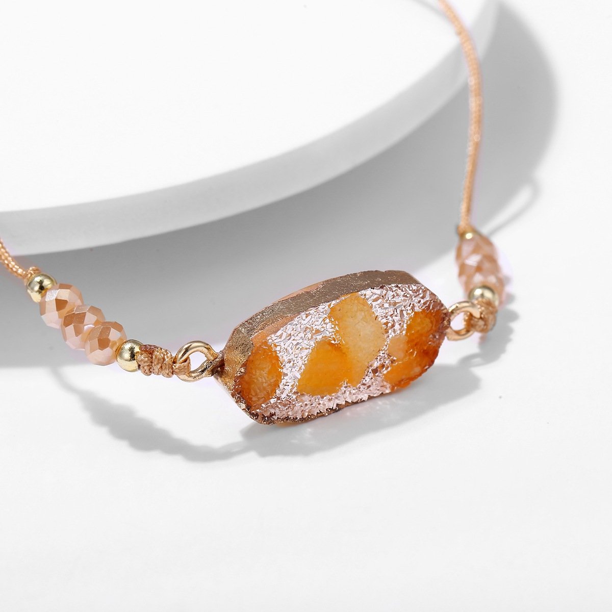 Natural Stone Orange Goldtone Bracelet in Goldtone ITALY Design