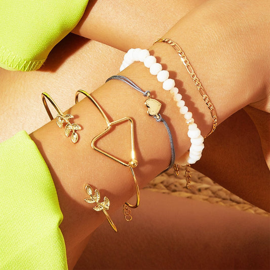 5 Piece Geo Set Goldtone Bracelet in Goldtone ITALY Design