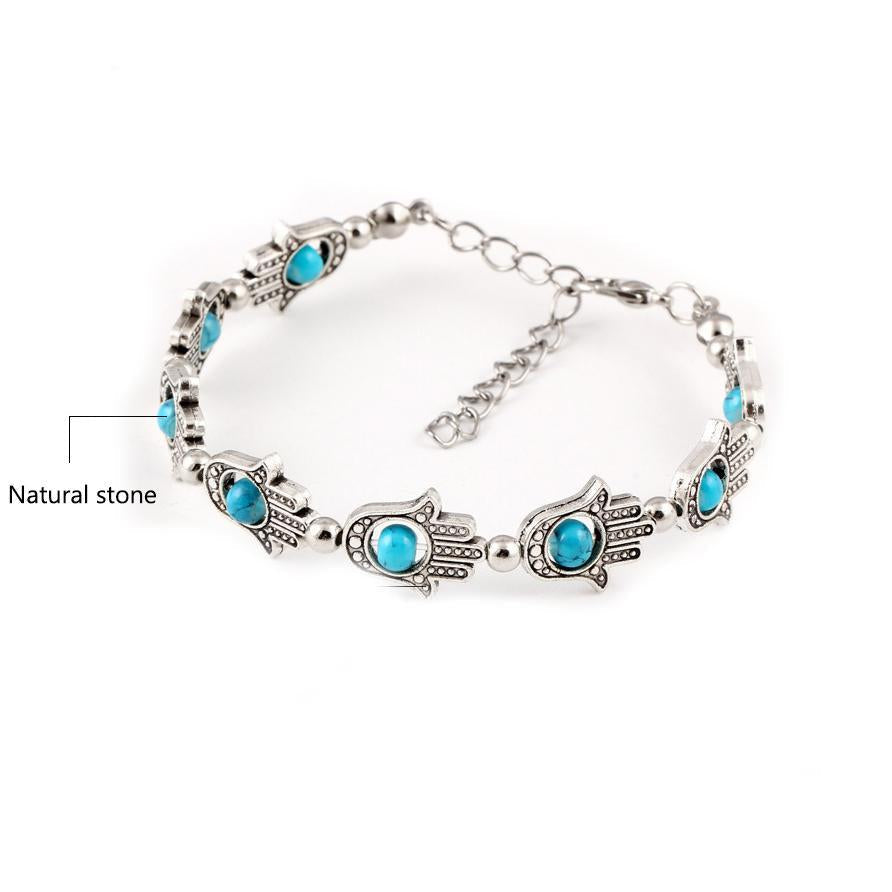 Hamsa with Evil Eye Protection Goldtone Bracelet ITALY Design