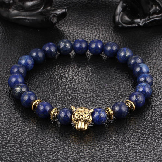 Blue Jaguar Head Goldtone Bracelet in Goldtone ITALY Design