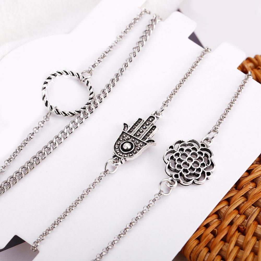 4 Piece Hamsa Set  Silvertone Bracelet in  Silvertone ITALY Design