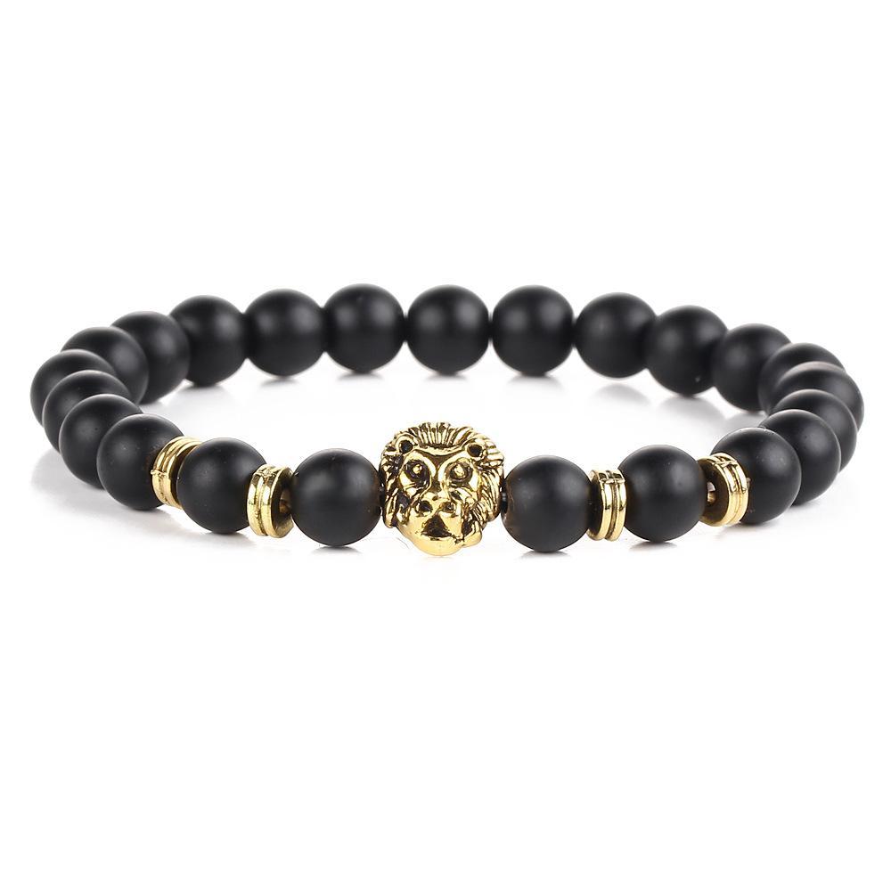 Black Lion Head Goldtone Bracelet in Goldtone ITALY Design
