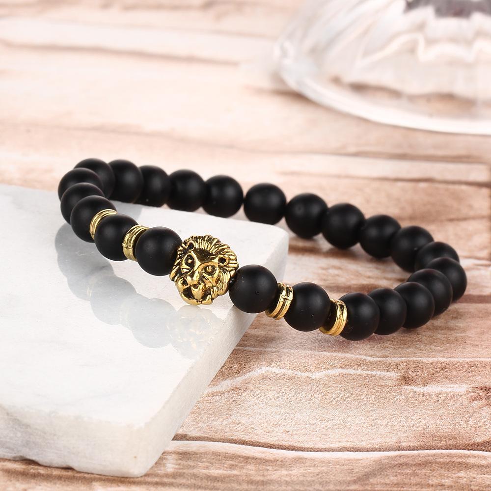 Black Lion Head Goldtone Bracelet in Goldtone ITALY Design
