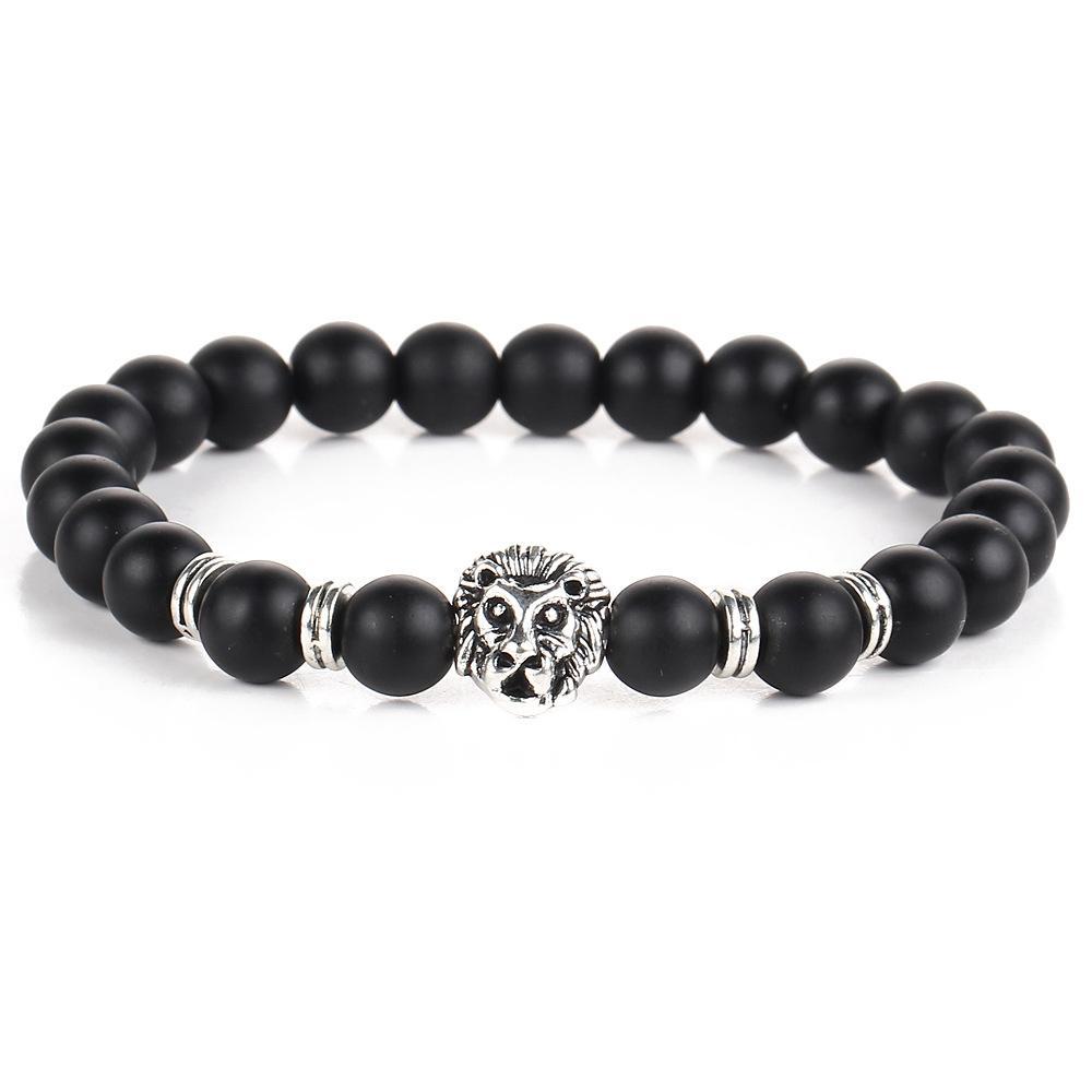 Black Lion Head  Silvertone Bracelet in  Silvertone ITALY Design