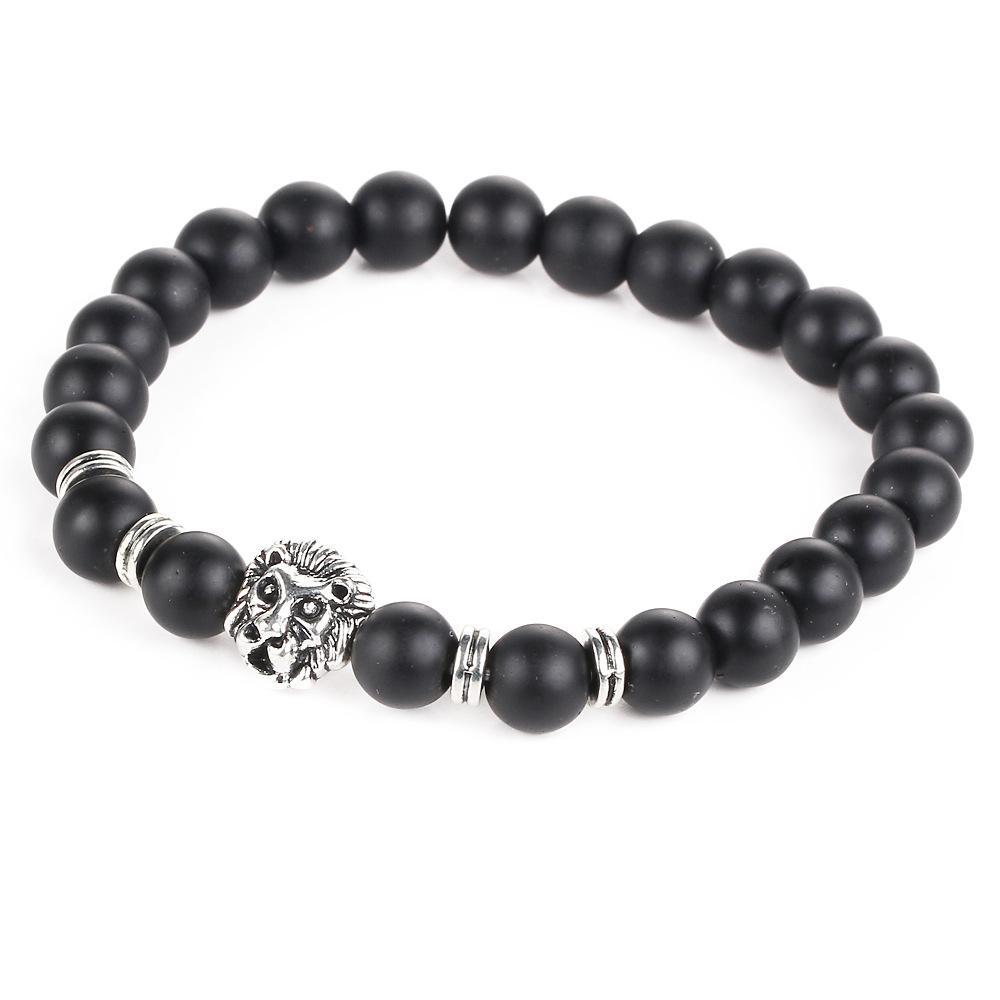 Black Lion Head  Silvertone Bracelet in  Silvertone ITALY Design