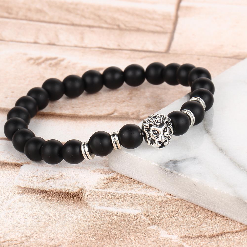 Black Lion Head  Silvertone Bracelet in  Silvertone ITALY Design