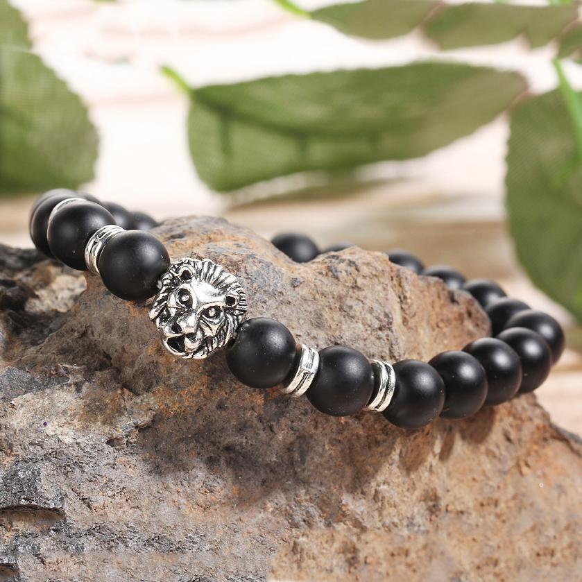 Black Lion Head  Silvertone Bracelet in  Silvertone ITALY Design