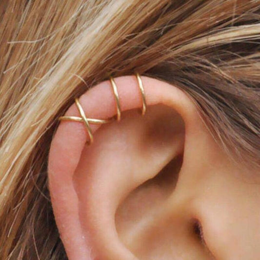 2 Piece Ear Cuff Goldtone Earring in Goldtone ITALY Design
