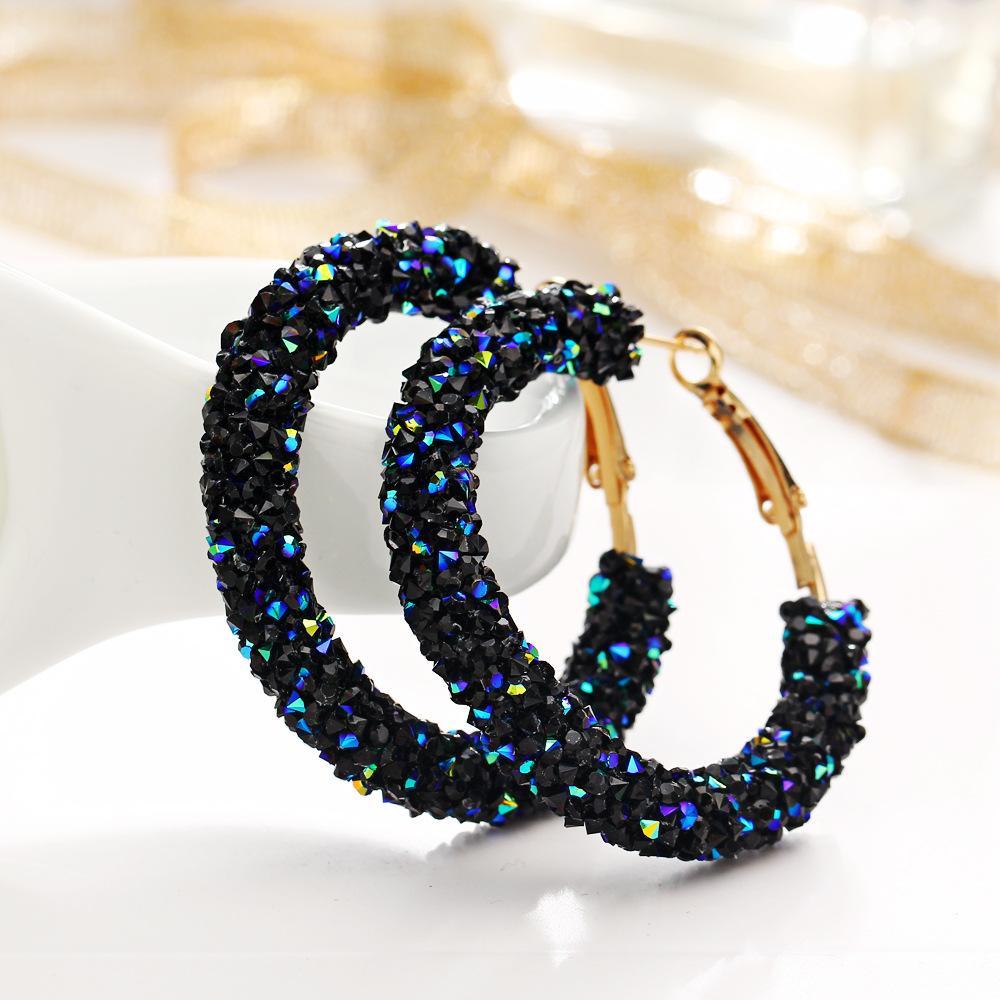 Crystaldust Hoop Earring With Luxe Crystals - Blue Goldtone Earring in Goldtone ITALY Design