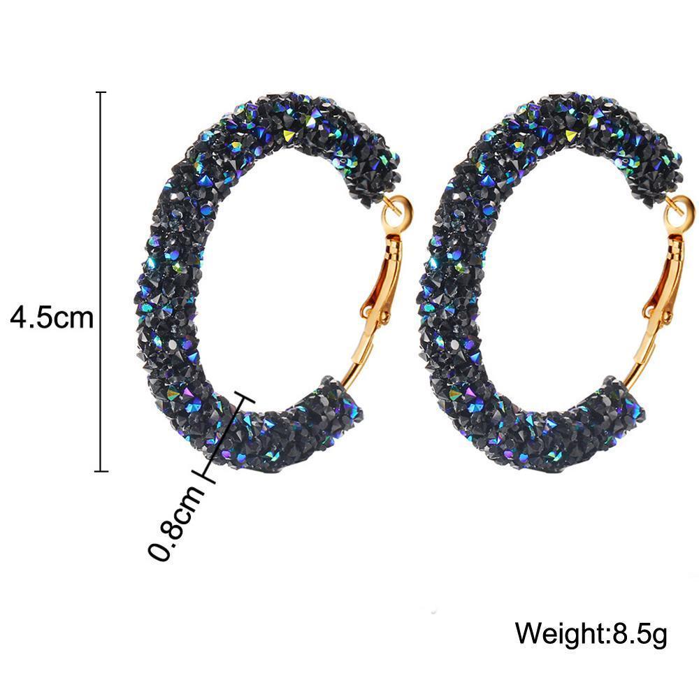 Crystaldust Hoop Earring With Gemstone  Crystals - Blue Goldtone Earring