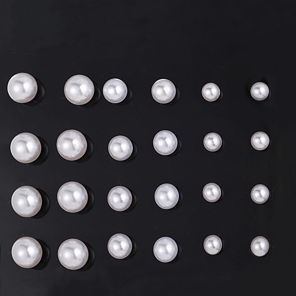 12 Piece Graduating Pearl Stud Earring Set  Silvertone Earring in  Silvertone ITALY Design