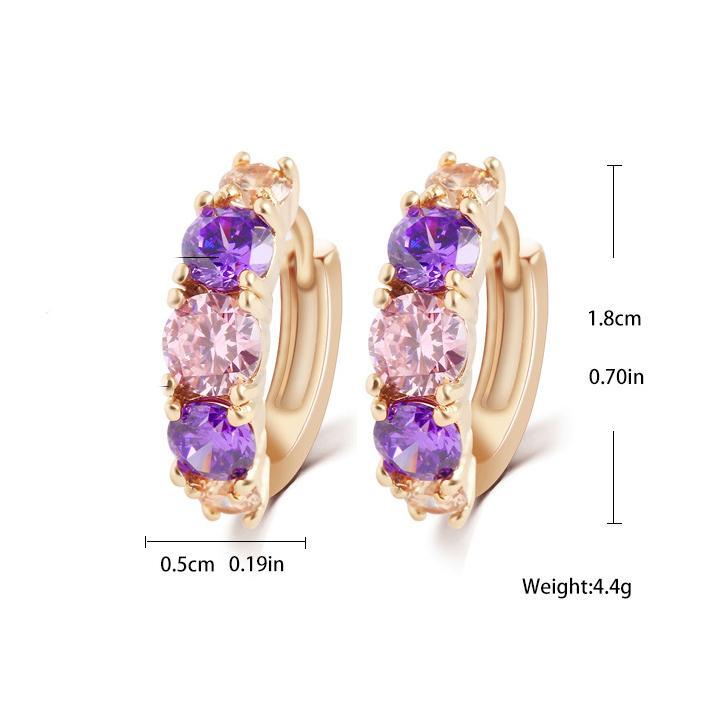Amethyst Multistone Huggie Earring With Luxe Crystals Goldtone Earring in Goldtone ITALY Design