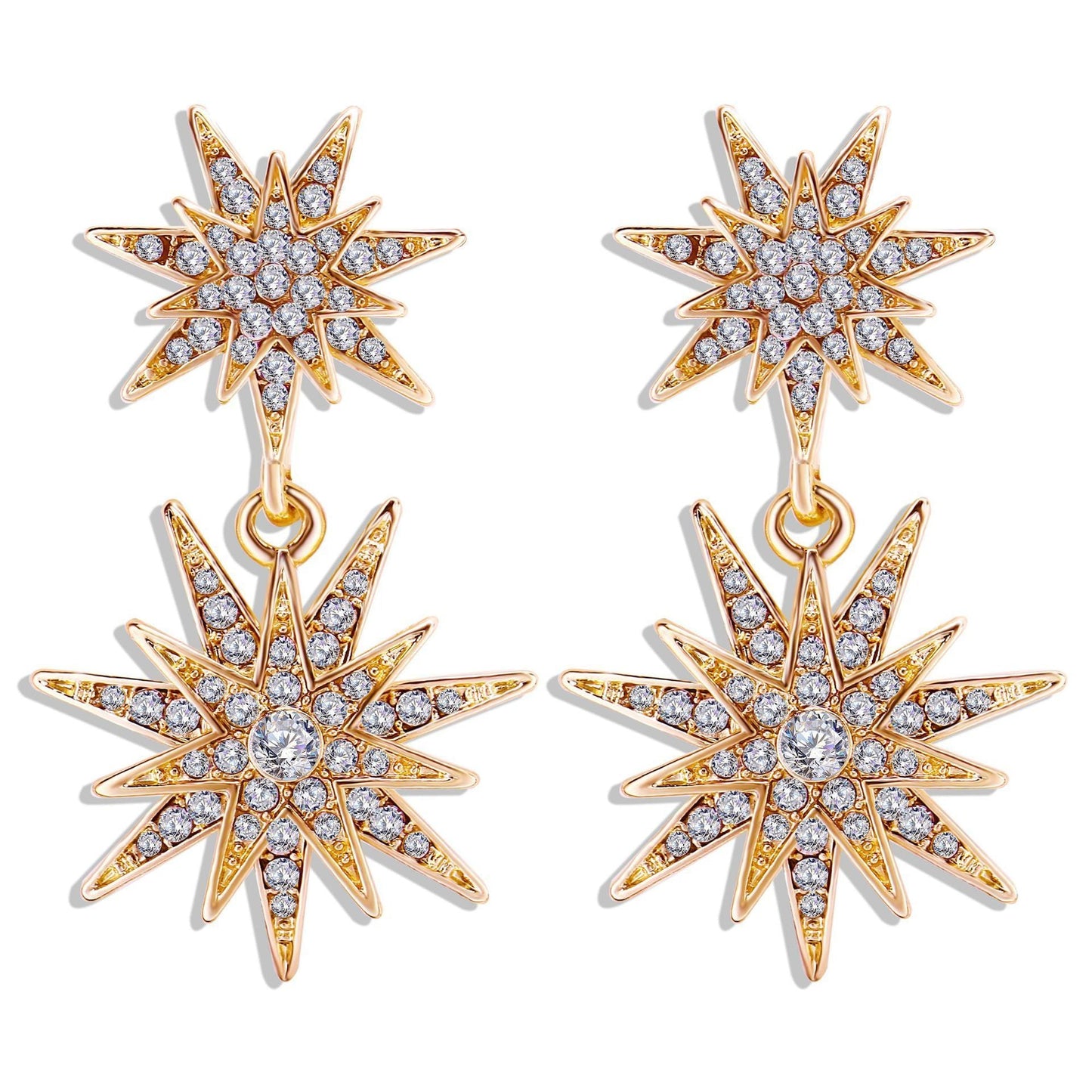 Celestial Star Drop Earring With Luxe Crystals Goldtone Earring in Goldtone ITALY Design