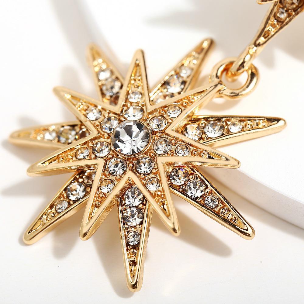 Celestial Star Drop Earring With Luxe Crystals Goldtone Earring in Goldtone ITALY Design