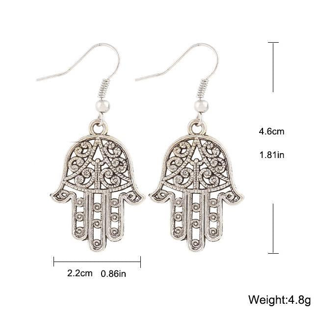 Hamsa Drop Earring  Silvertone Earring in  Silvertone ITALY Design