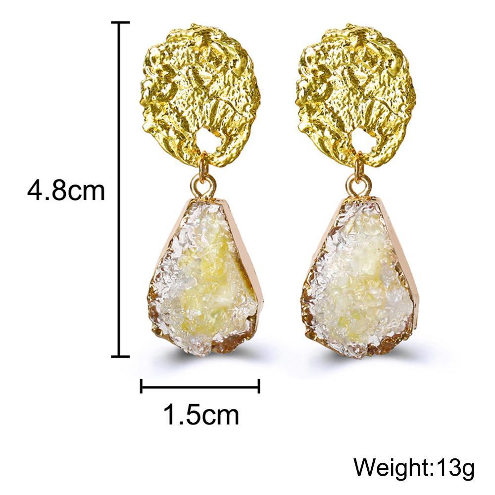 Glass Stone Drop Earring - Yellow Goldtone Earring in Goldtone ITALY Design