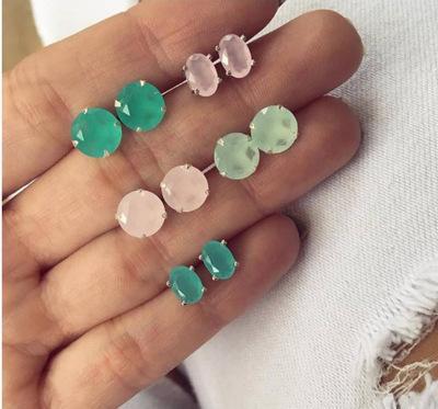 5 Piece Stud Earring  Silvertone Earring in  Silvertone ITALY Design