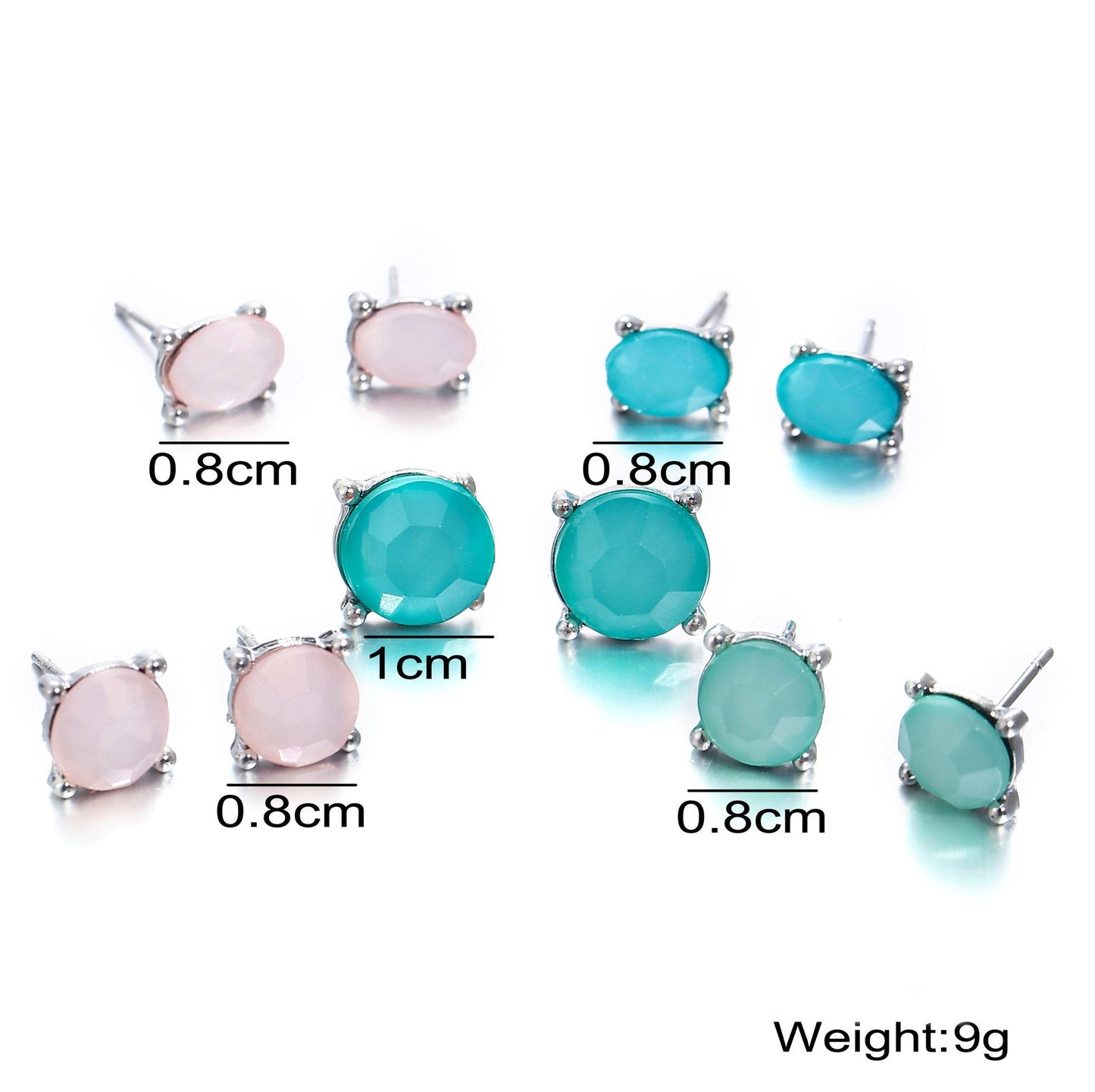 5 Piece Stud Earring  Silvertone Earring in  Silvertone ITALY Design