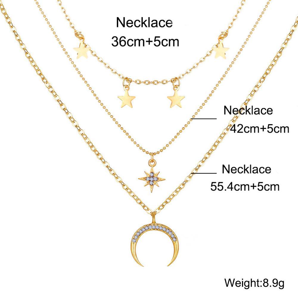 3 Piece Celestial Drop Necklace With Crystals Goldtone Necklace in Goldtone ITALY Design