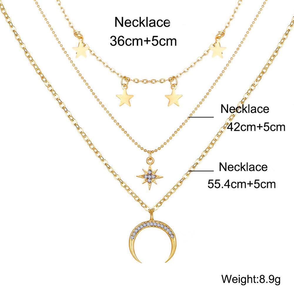 3 Piece Celestial Drop Necklace With Gemstone  Crystals Goldtone Necklace