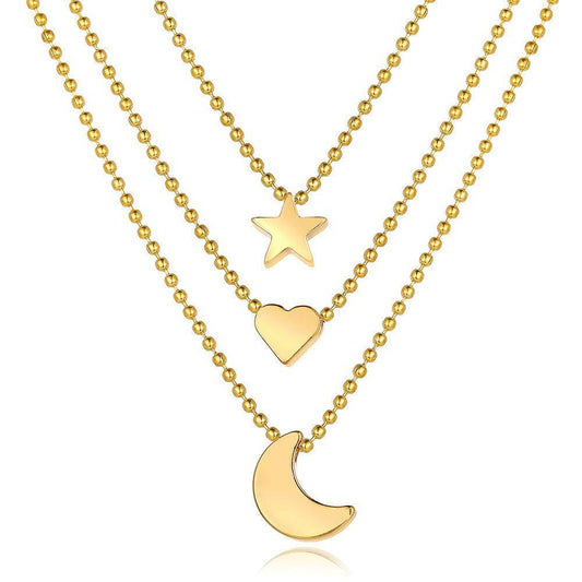 3 Piece Celestial Drop Necklace Goldtone Necklace in Goldtone ITALY Design