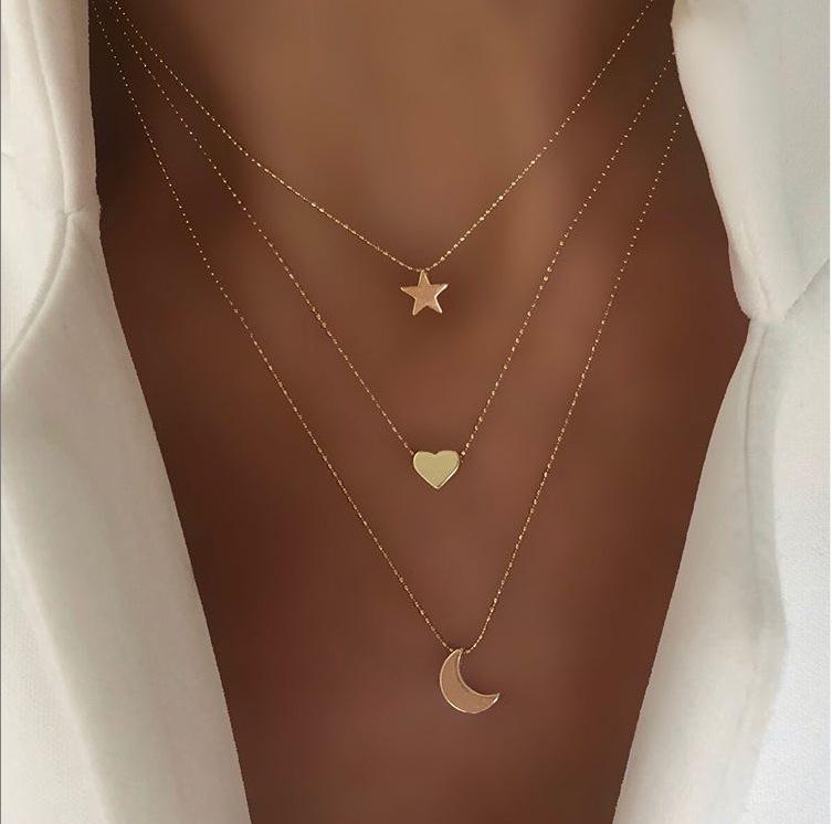 3 Piece Celestial Drop Necklace Goldtone Necklace in Goldtone ITALY Design