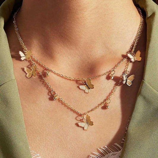 2 Piece Butterfly Drop Necklace Goldtone Necklace in Goldtone ITALY Design