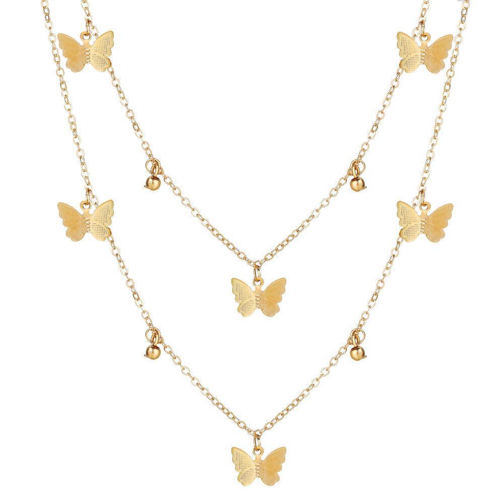 2 Piece Butterfly Drop Necklace Goldtone Necklace in Goldtone ITALY Design