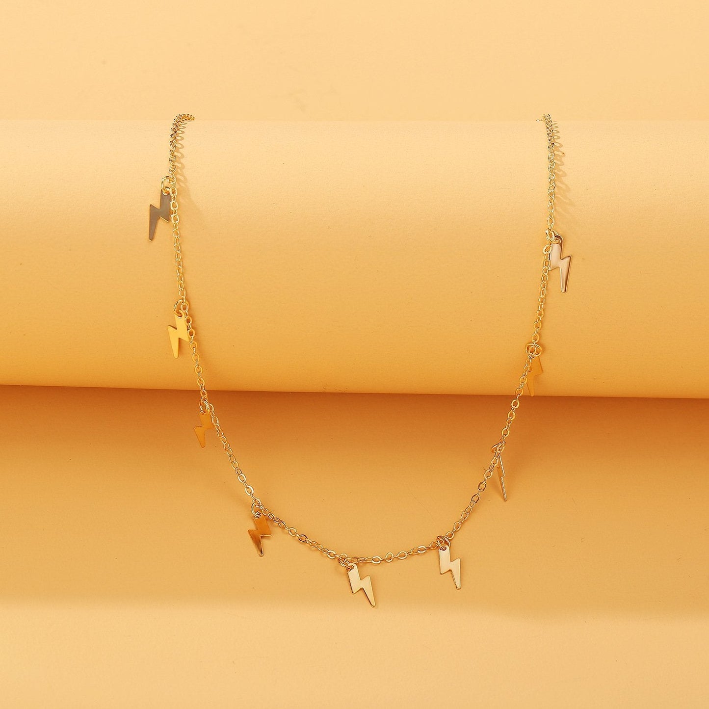 Lighting Bolt Necklace  Goldtone Necklace in Goldtone ITALY Design
