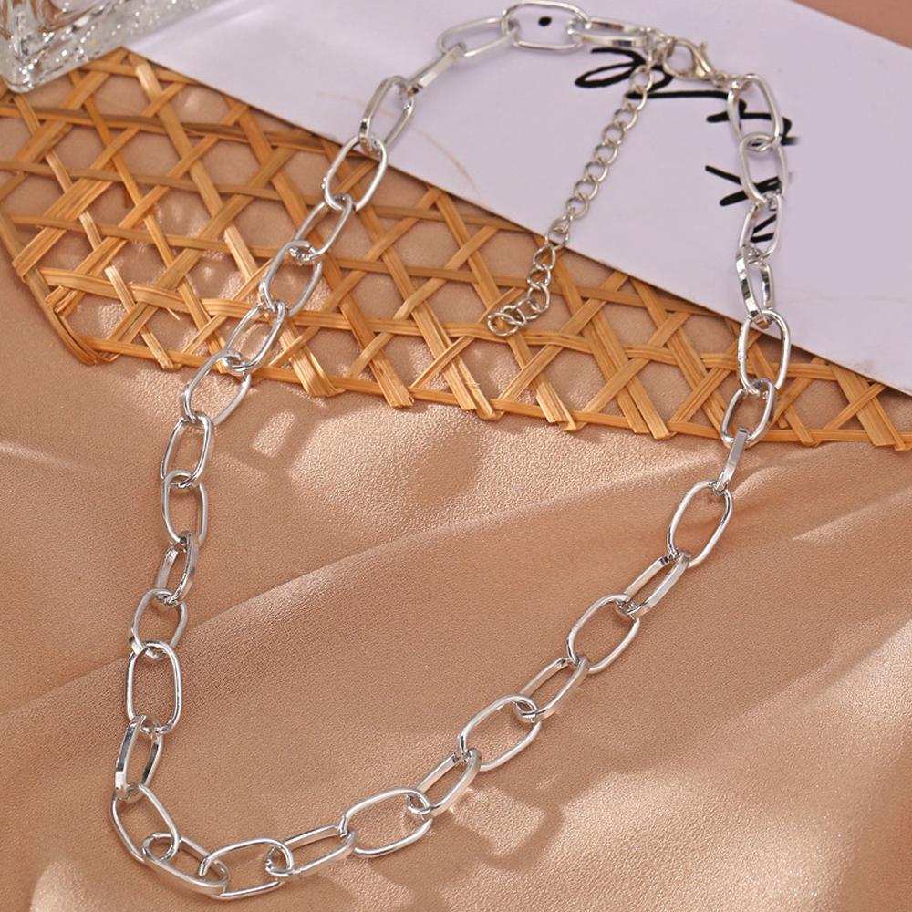 Link Chain Necklace  Silvertone Necklace in  Silvertone ITALY Design