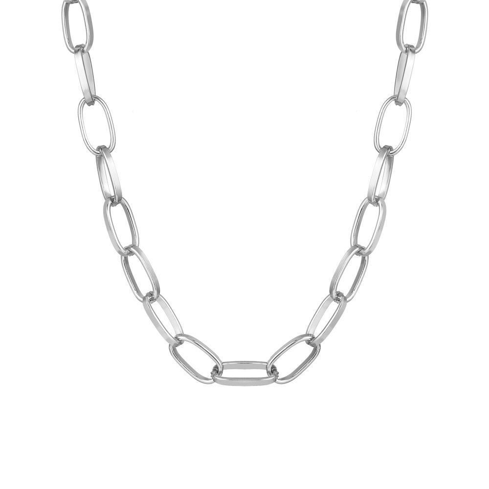 Link Chain Necklace  Silvertone Necklace in  Silvertone ITALY Design