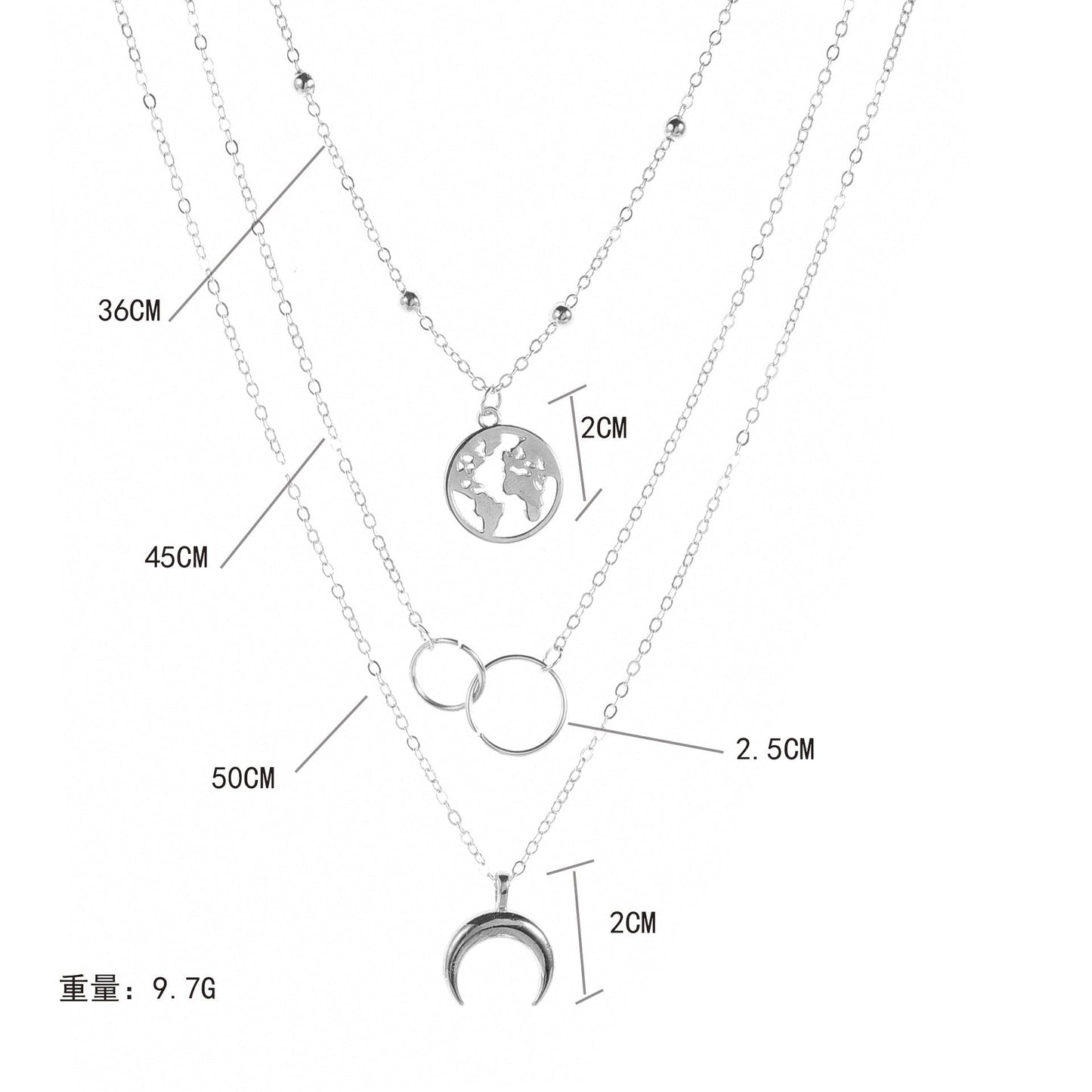 3 Piecce Globe Necklace Goldtone Necklace in Goldtone ITALY Design