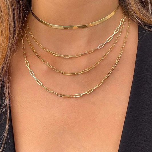 4 Piece Chain Link Set Necklace Goldtone Necklace ITALY Design