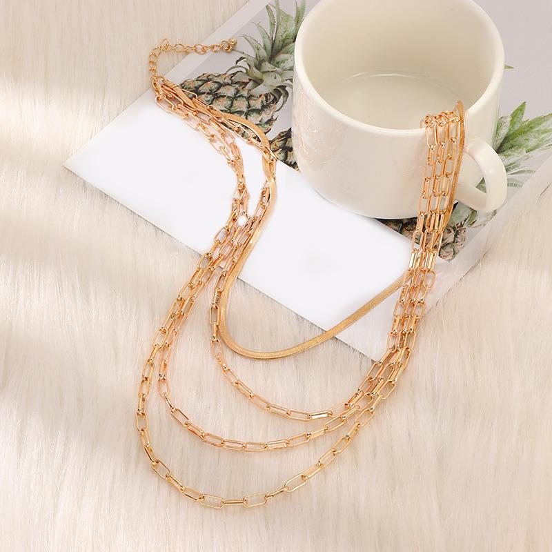 4 Piece Chain Link Set Necklace Goldtone Necklace ITALY Design