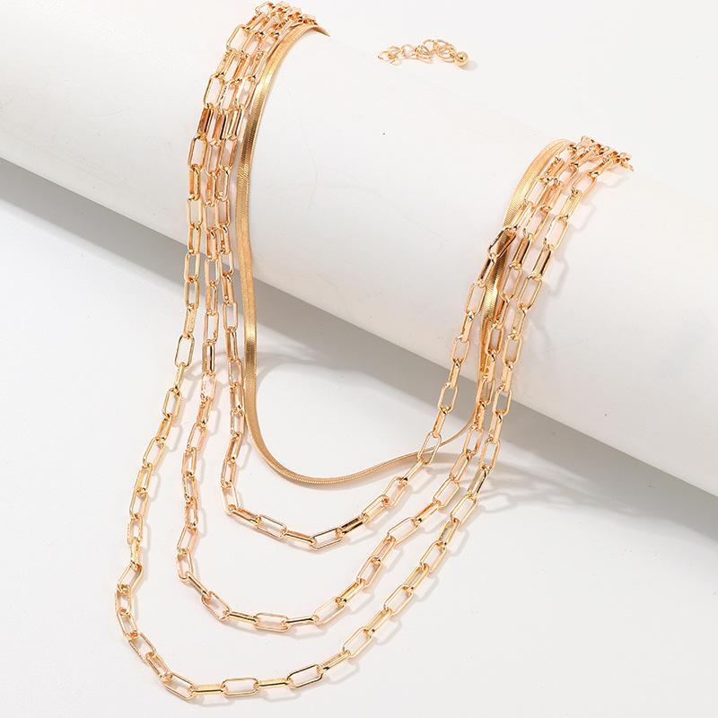 4 Piece Chain Link Set Necklace Goldtone Necklace ITALY Design