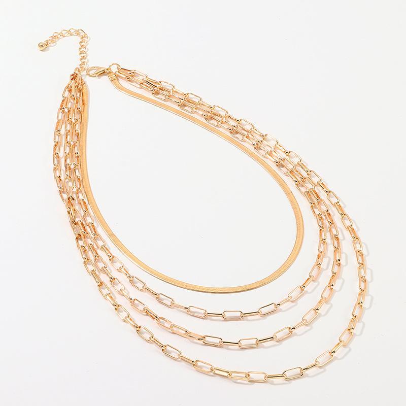 4 Piece Chain Link Set Necklace Goldtone Necklace ITALY Design