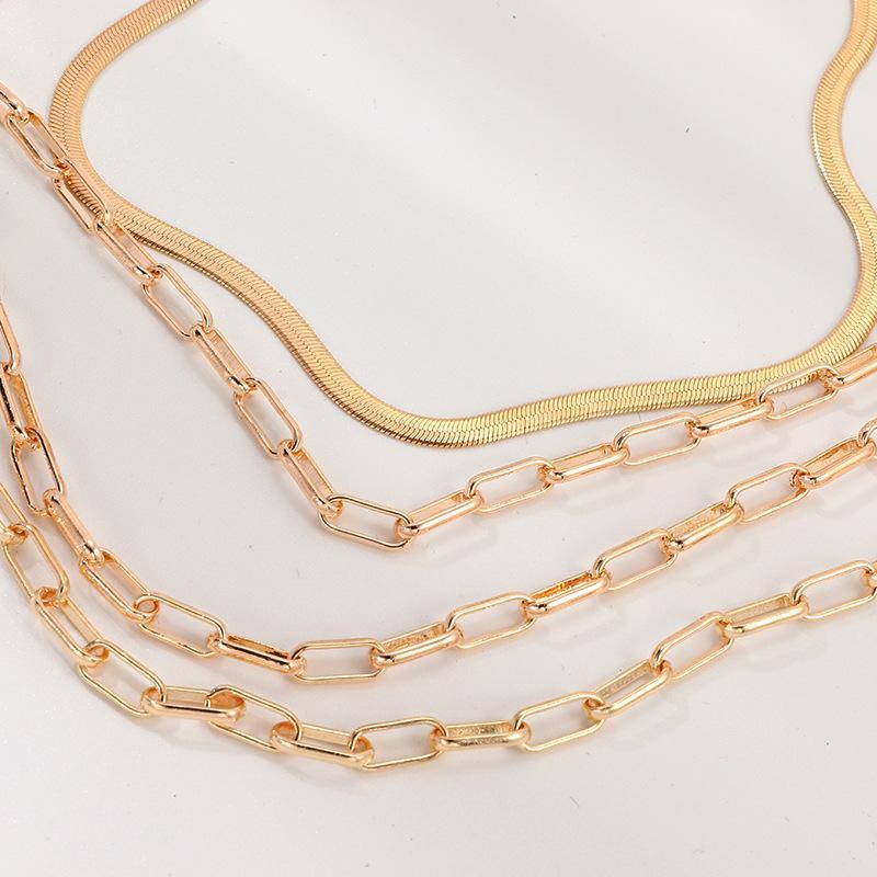 4 Piece Chain Link Set Necklace Goldtone Necklace ITALY Design