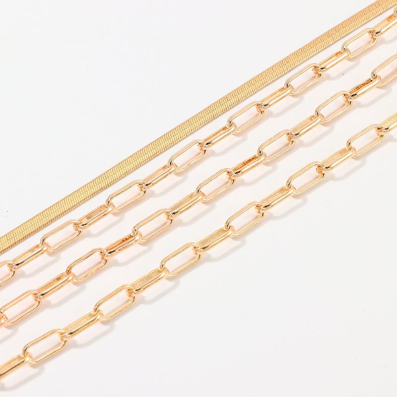 4 Piece Chain Link Set Necklace Goldtone Necklace ITALY Design