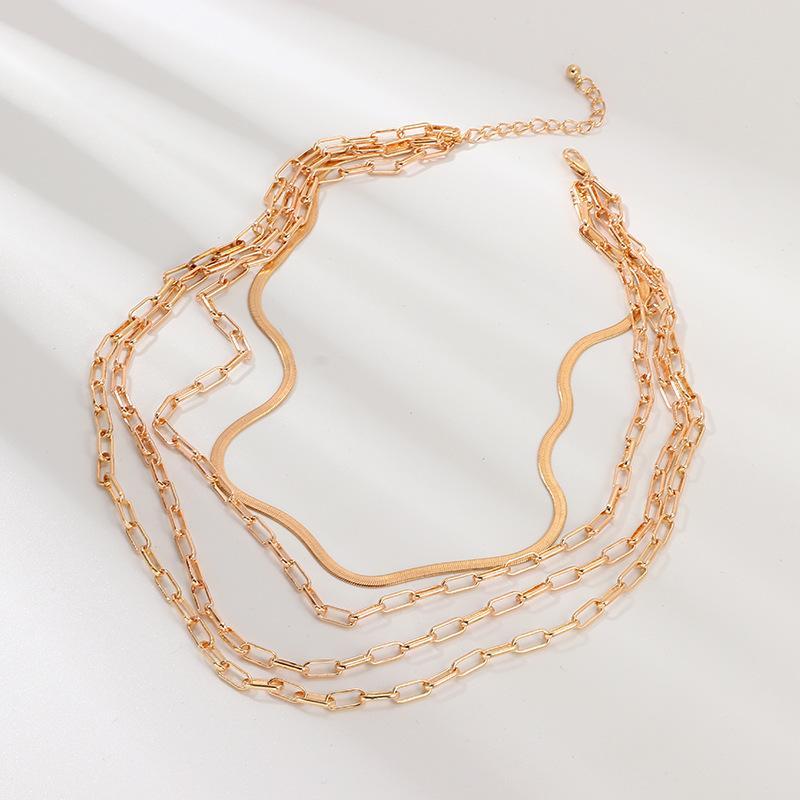 4 Piece Chain Link Set Necklace Goldtone Necklace ITALY Design