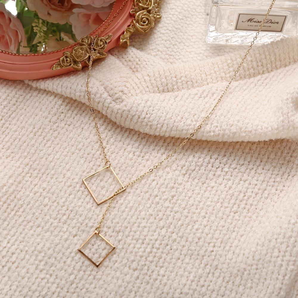Geometric Sqaure Necklace Goldtone Necklace ITALY Design