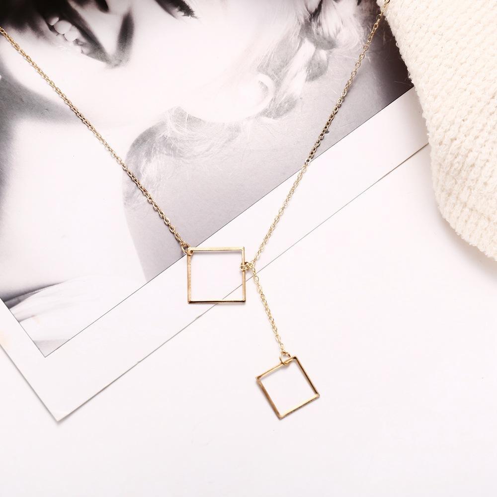 Geometric Sqaure Necklace Goldtone Necklace ITALY Design